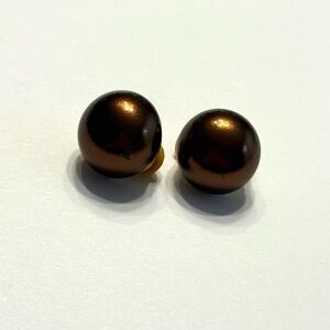 Erwin Pearl Vintage Dark Brown and Gold Toned Stud Clip on Earrings